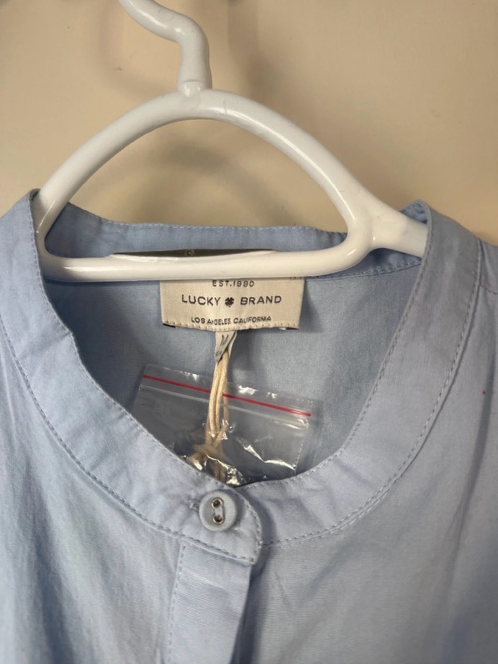 Lucky Brand Light Blue Cold-Shoulder Ruffle Button-Front Top - Picture 6 of 6